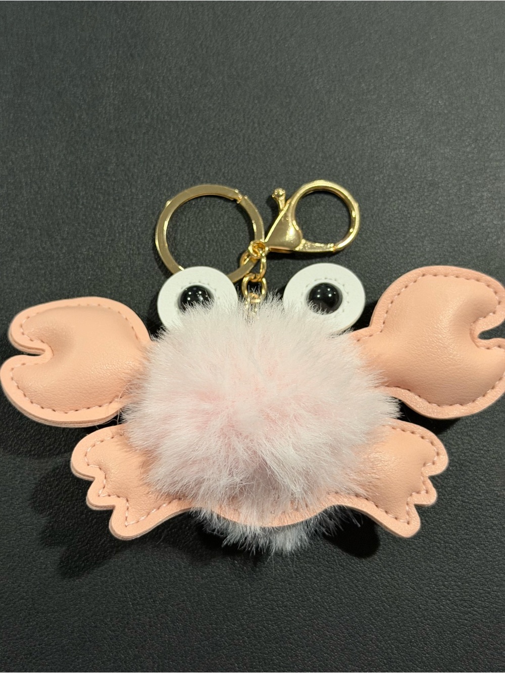 Pink Faux-Fur Crab Key & Card Holder Keychain